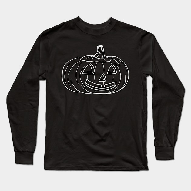 Halloween Jack O' Lantern White Line Design Long Sleeve T-Shirt by saradaboru